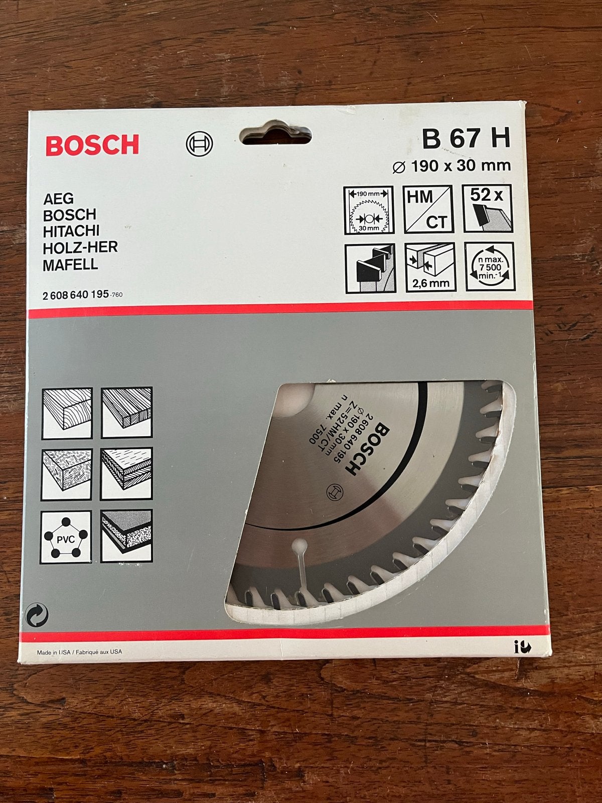 Nieuw Bosch Zaagblad 190x30mm 52 tanden voor diverse zagen, Ophalen of Verzenden, Nieuw, Cirkelzaag