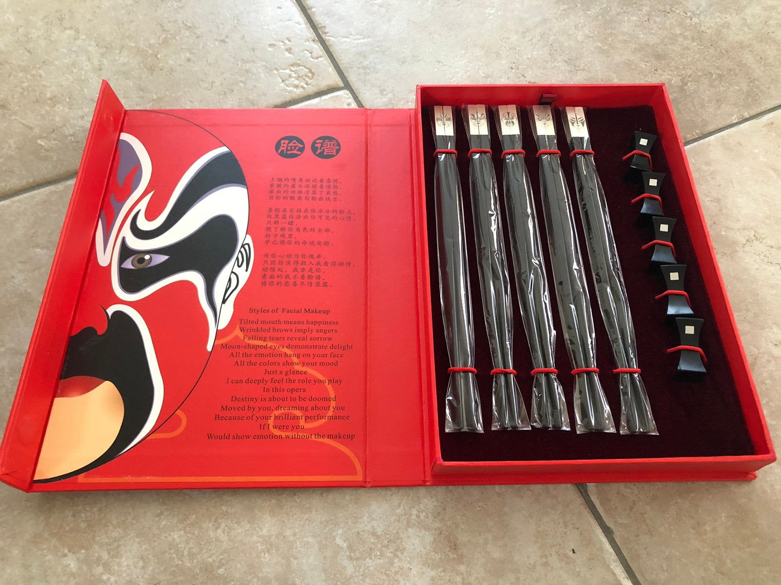 Set Chinese chopsticks / eetstokjes, Overige typen, China, Kunststof, Versierd
