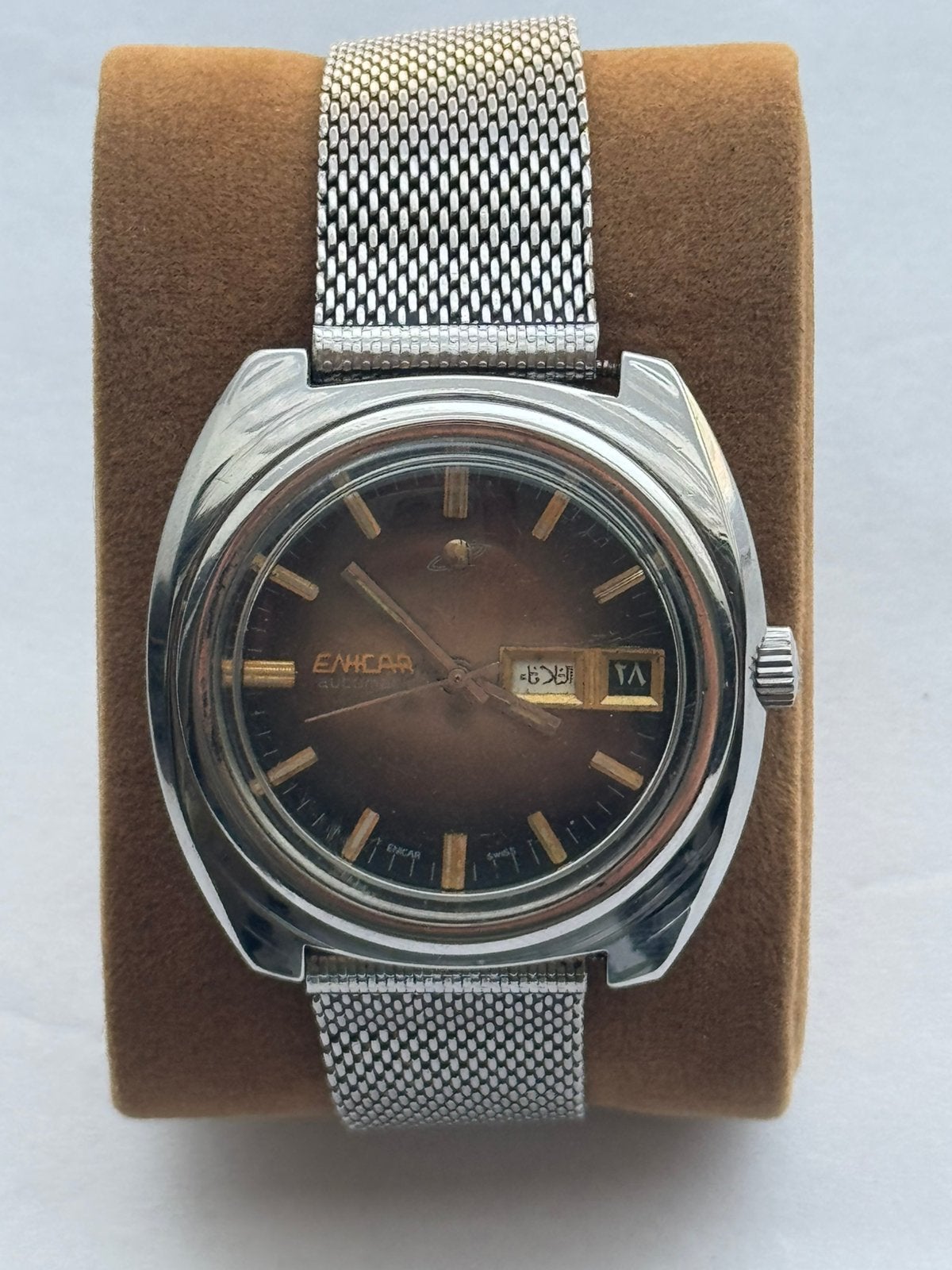 Vintage Enicar Automatic–Arabische Dag –Day/Date –Swiss Made, Overige merken, Staal, Polshorloge, Met ketting