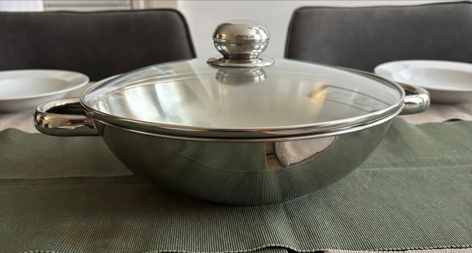 Nieuwe RVS Wokpan met Deksel - Captain Cook, Huis en Inrichting, Keuken | Potten en Pannen, Ophalen of Verzenden, Nieuw, Rvs, Wok