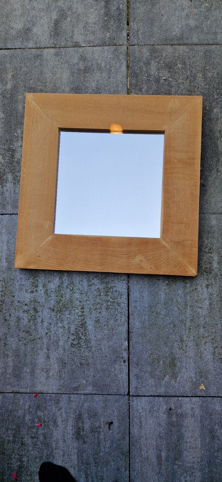 2 Spiegels met teak houten frame, Huis en Inrichting, Woonaccessoires | Spiegels, Ophalen, Minder dan 50 cm, Gebruikt, Vierkant