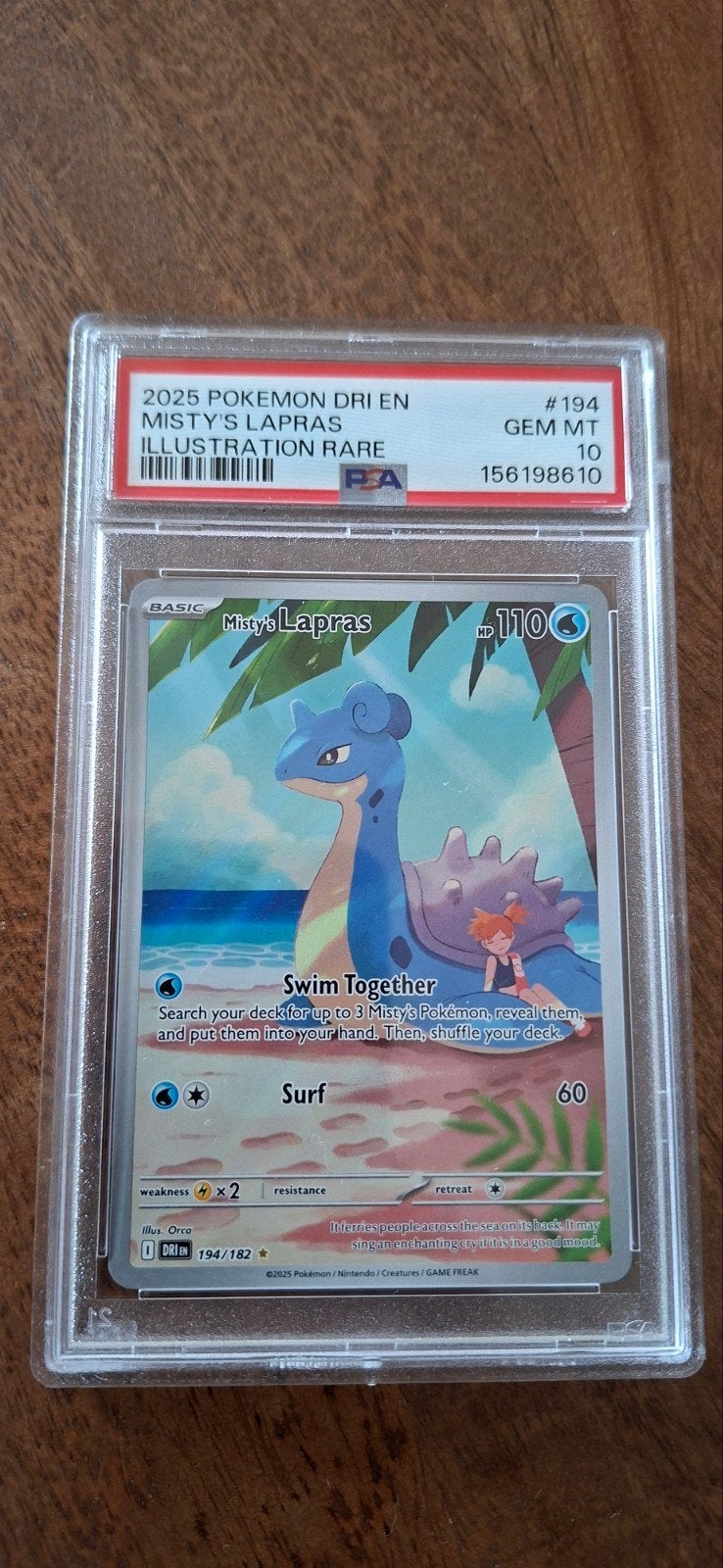 Misty's Lapras 194/182  PSA 10, Ophalen of Verzenden, Nieuw, Losse kaart, Foil