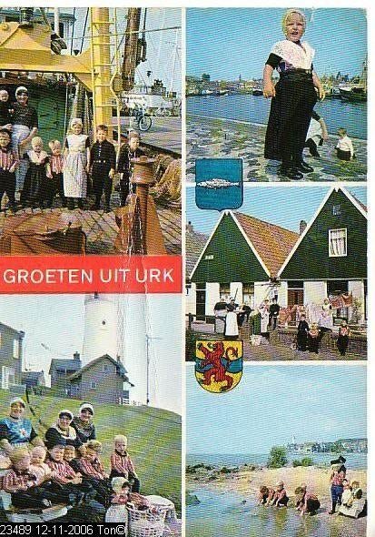 Ansichtkaart	Urk	klederdracht	5-luik, Verzenden, 1960 tot 1980, Gelopen, Flevoland
