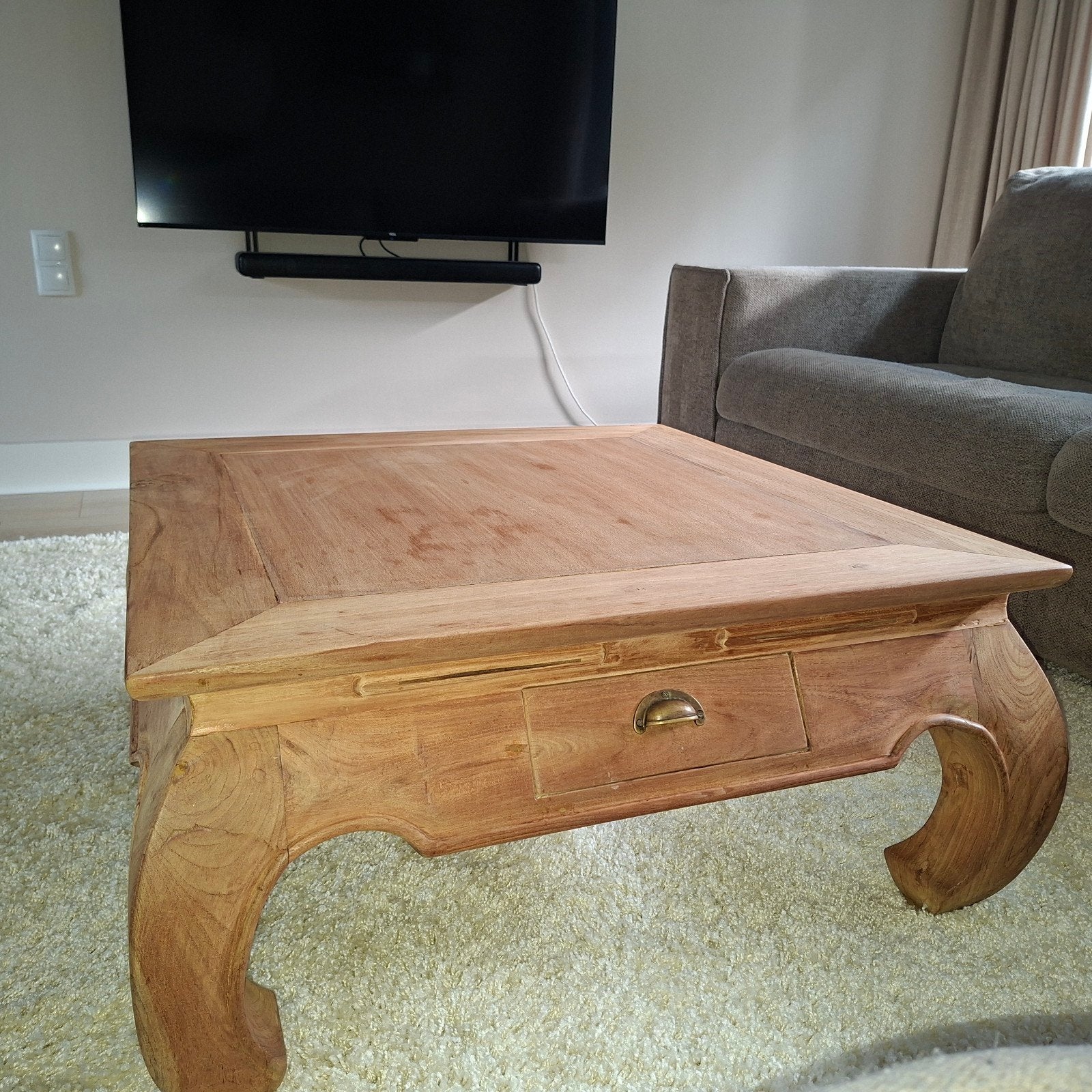 Opiumtafel 80x80x39 cm, Oosters, Koloniaal, Gebruikt, 50 tot 100 cm, Vierkant