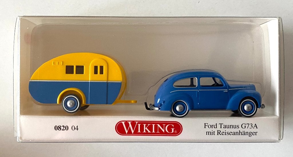 Wiking Ford Taunus G73A met caravan, Verzenden, Zo goed als nieuw, Bus of Vrachtwagen, Wiking