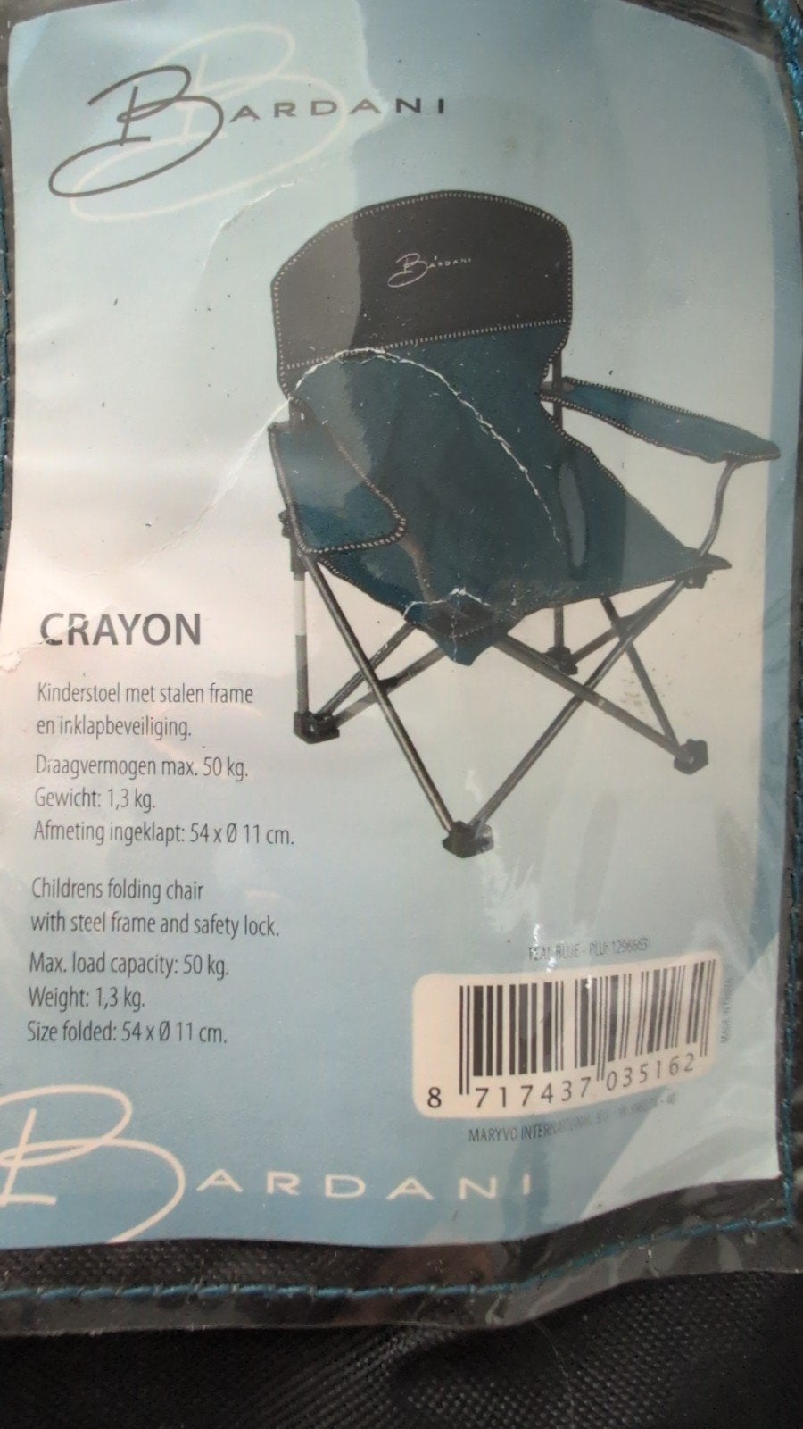 Bardani Crayon Kinderstoel - Inklapbaar en Compact, Ophalen of Verzenden, Zo goed als nieuw, Campingstoel