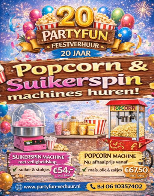 Suikerspin & popcorn huren op je feest, Ophalen, Nieuw, Overige