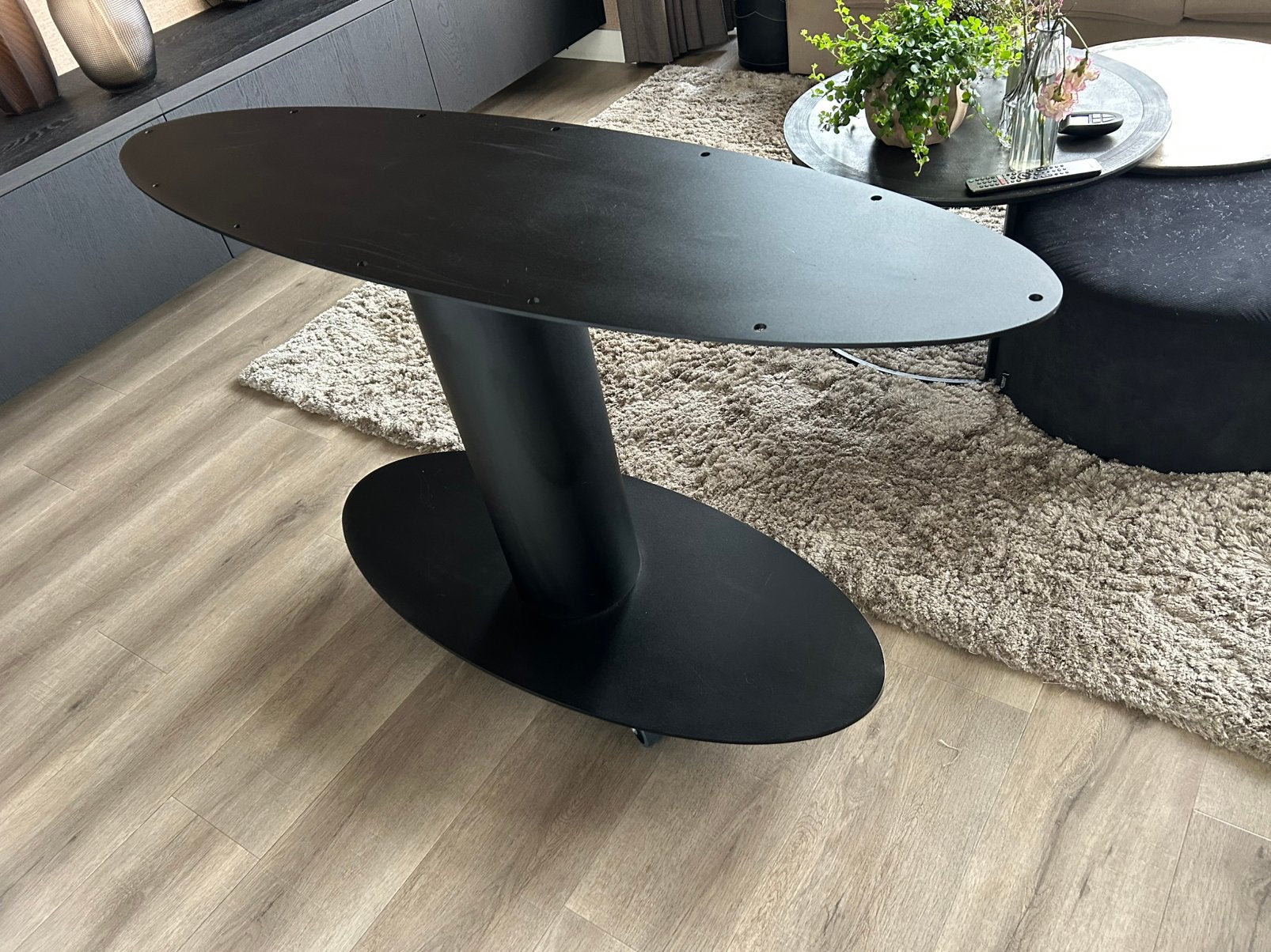 Te koop Zwart gepoedercoat ovaal tafelonderstel Table duSud, Ophalen of Verzenden, Zo goed als nieuw, Ovaal, 100 tot 150 cm
