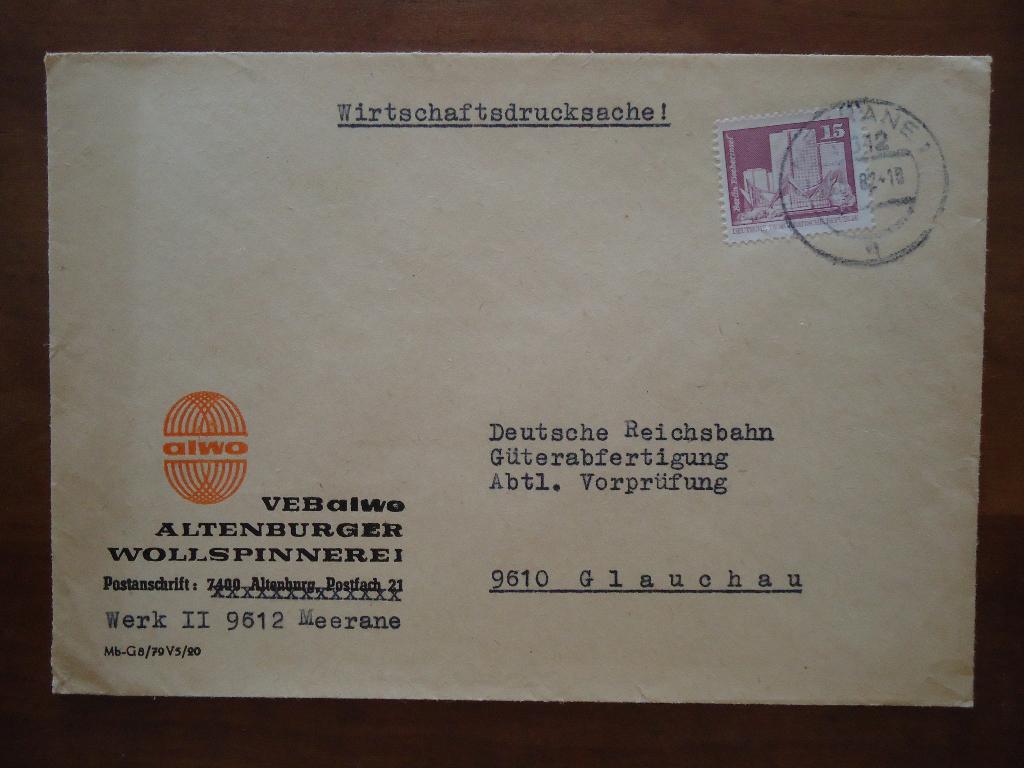Brief DDR Wirtschaftsdrucksache 1982, Ophalen of Verzenden, Brief