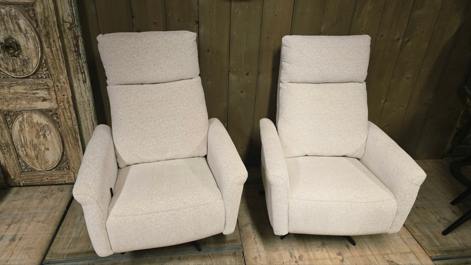 Mooie Relax Fauteuils Wit Draaibaar en Verstelbaar, Ophalen of Verzenden, Nieuw, Hout