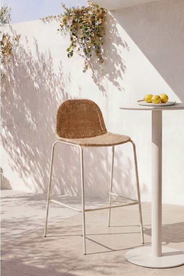 Set van 4 Reiven stapelbare hoge tuinkrukken - Tapioca beige, Ophalen, Nieuw, Wicker, Stapelbaar