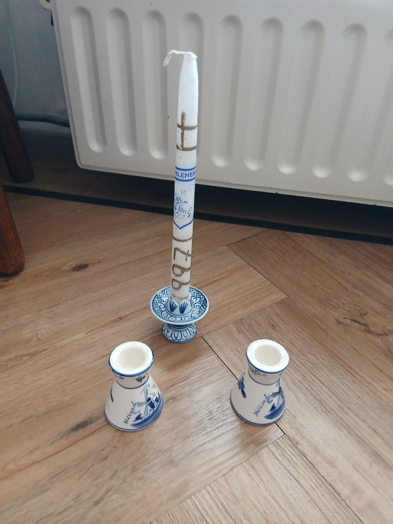 Delft blauwe (kaarsen) kandelaren, Ophalen of Verzenden