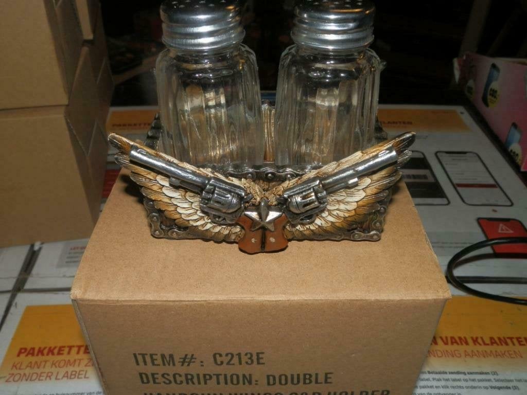 Peper en Zoutstel double gun 12 cm revolver western, Ophalen of Verzenden, Nieuw