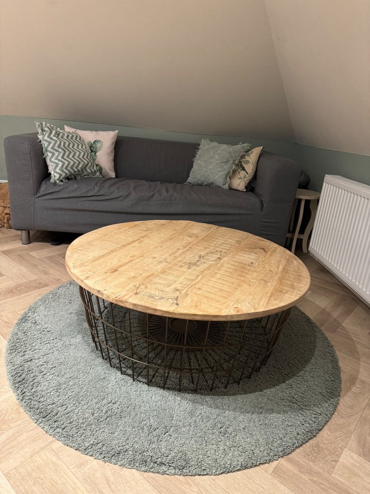 Mintgroen rond vloerkleed IKEA, diameter 1,20 m, 100 tot 150 cm, Rond, Ophalen of Verzenden, Zo goed als nieuw