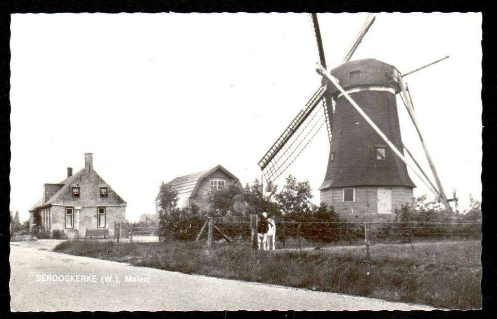 Oude Ansicht - Serooskerke (W) - Molen - Zl., Ophalen of Verzenden, 1940 tot 1960, Ongelopen, Zeeland