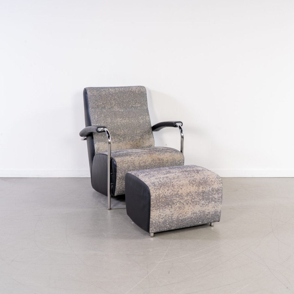 Leolux Scylla Hoog Fauteuil Grijs Stof + Hocker, Huis en Inrichting, Leolux, Zo goed als nieuw, Niet ingevuld, Niet ingevuld