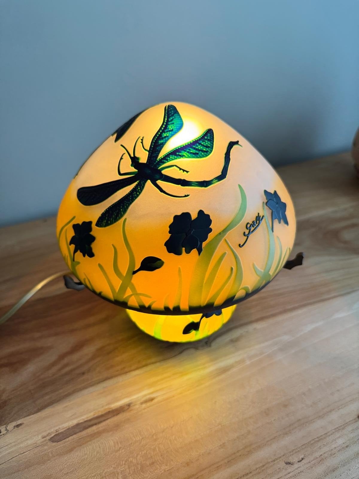 Art Nouveau tafellamp mushroom glaspasta, Ophalen of Verzenden