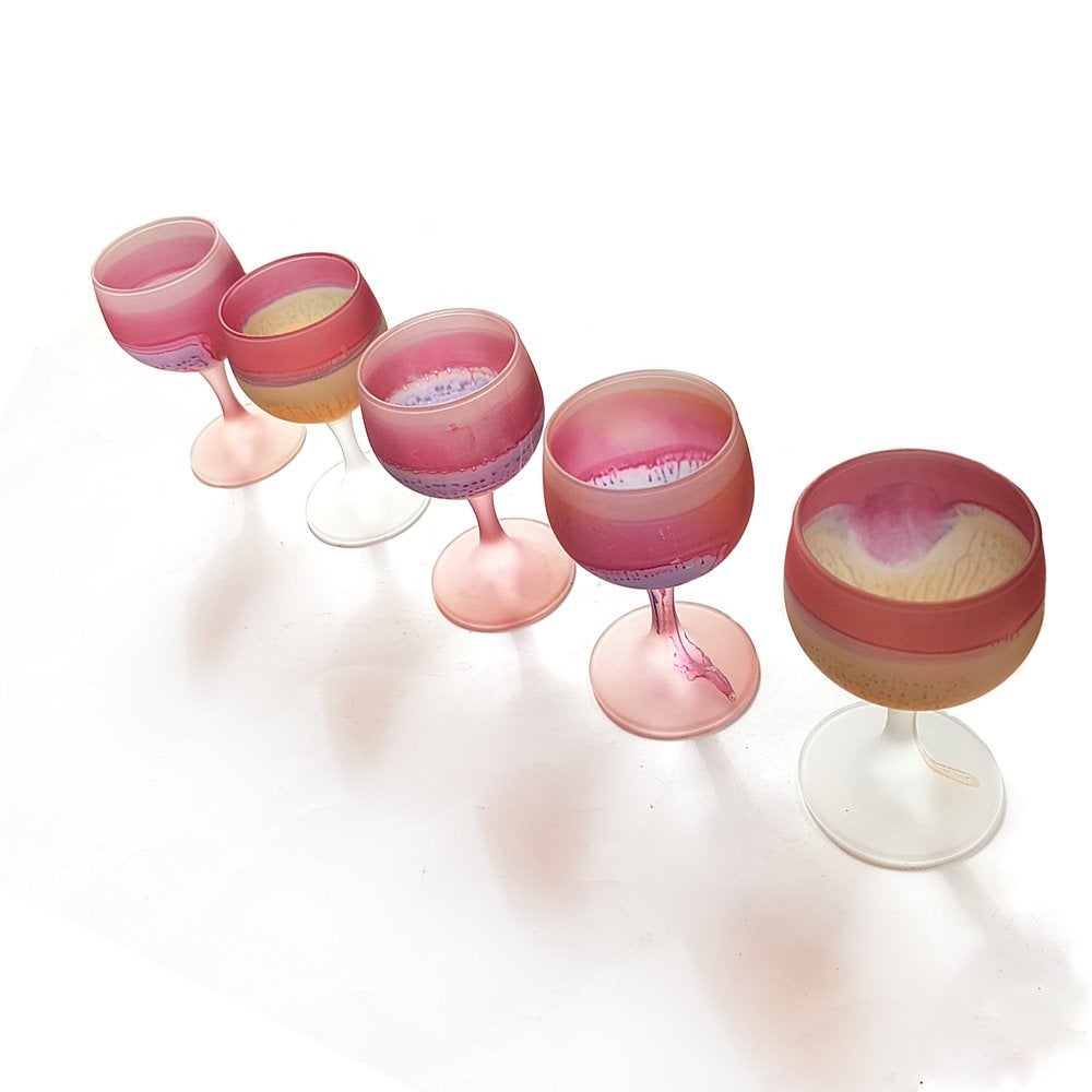 Hebron art glas wijnglazen - set van 5, Gebruikt, -, -, Overige typen