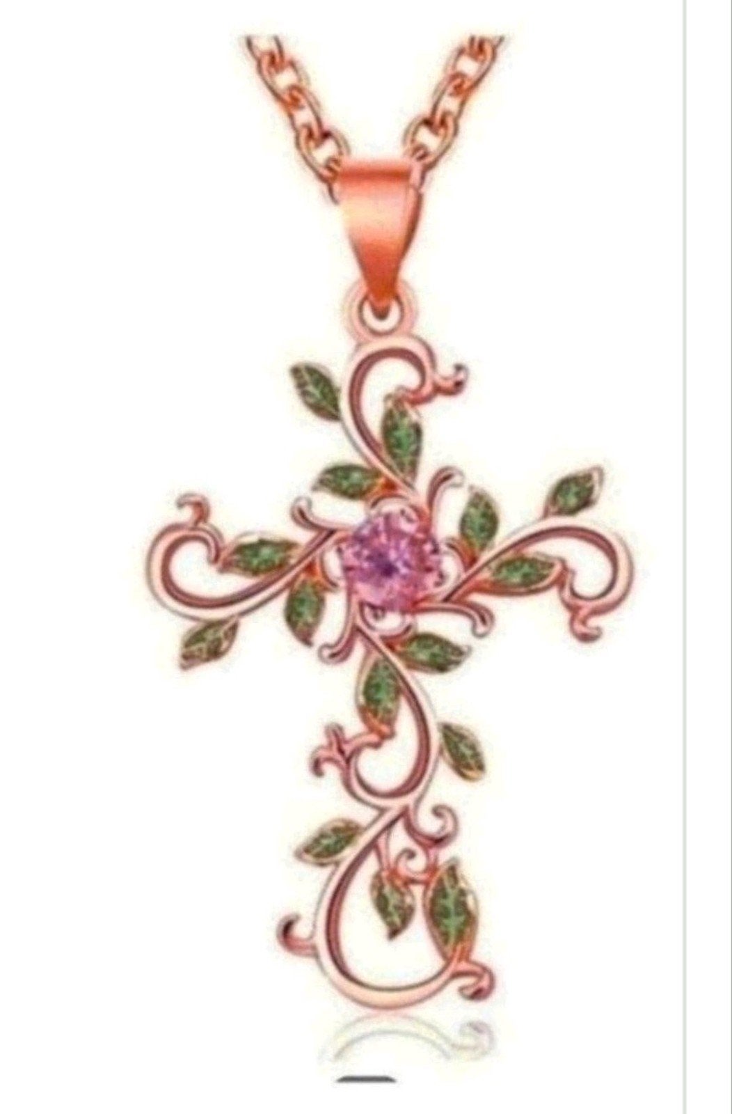 ketting kruis bloemen, Verzenden, Nieuw, Goud, Met hanger