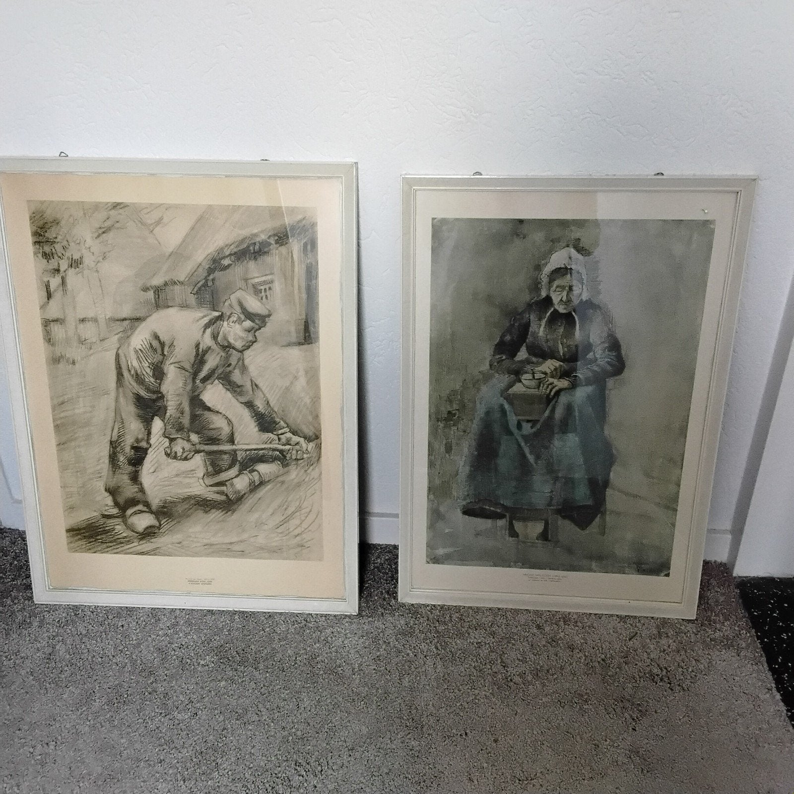 Replica's van Van Gogh: Werkende Boer & Koffiemalen samen, Antiek en Kunst, Ophalen