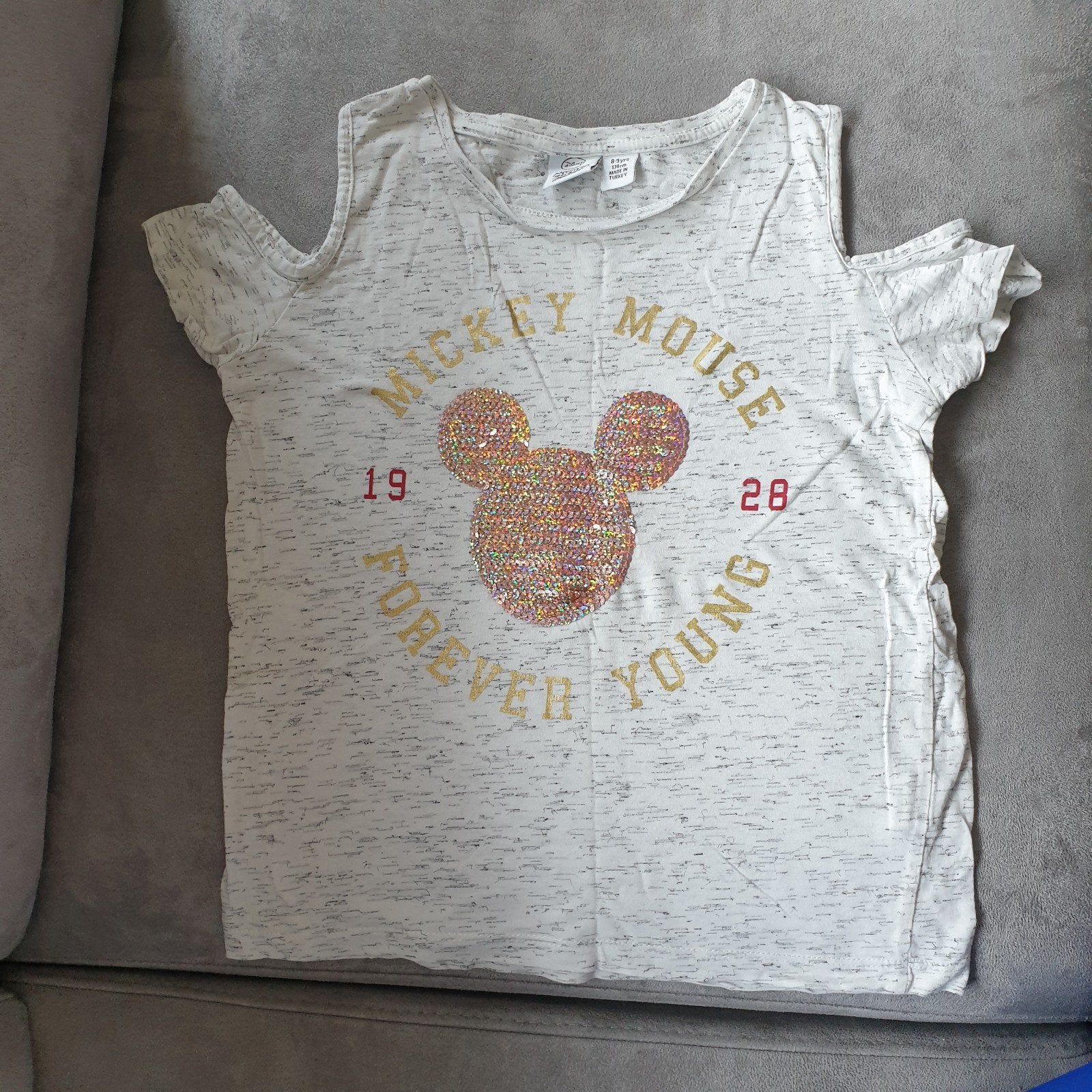 Disney Mickey Mouse T-shirt met pailletten, maat 134cm (8-9, Gebruikt, Meisje, Shirt of Longsleeve, Ophalen