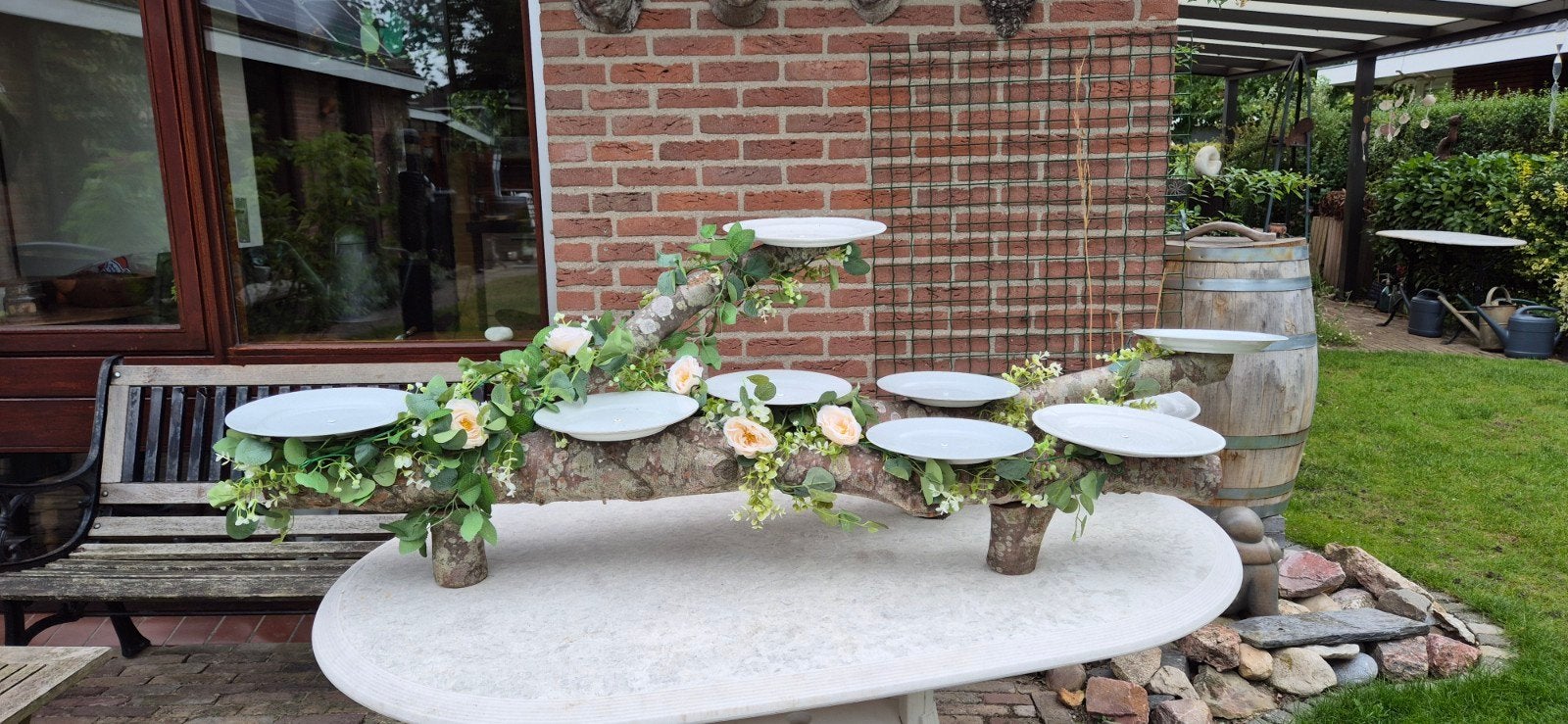 Unieke Bruidstaart Display voor 7 Taarten, Ophalen, Hout, Meerkleurig, Landelijk