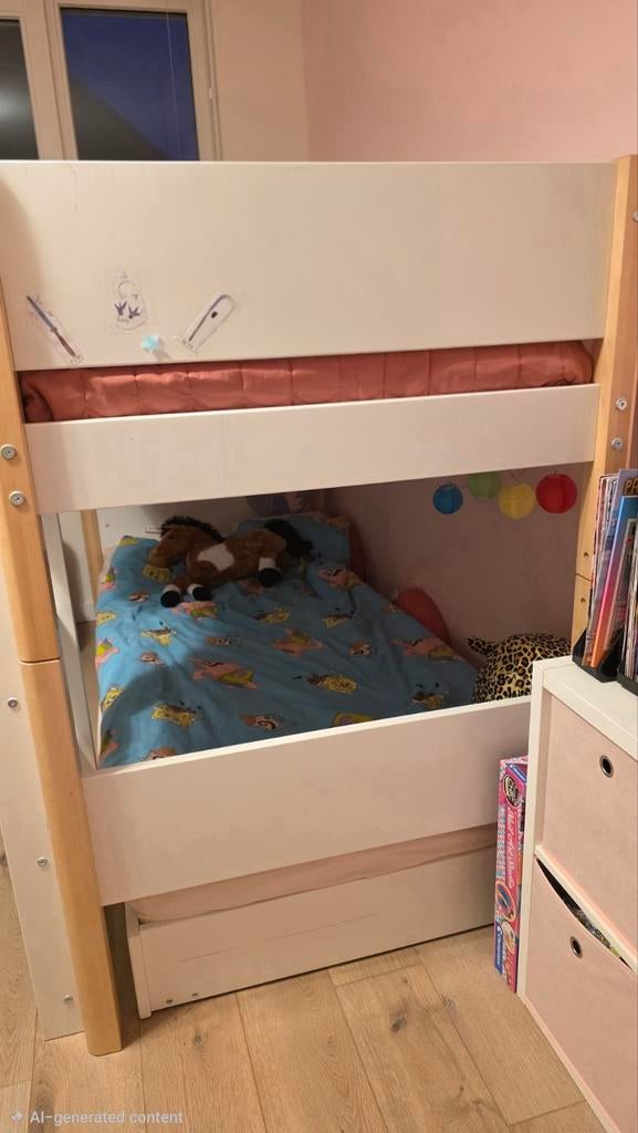 Flexa White poten en rechte ladder Hoogslaper 143 cm, Ophalen, Hoogslaper