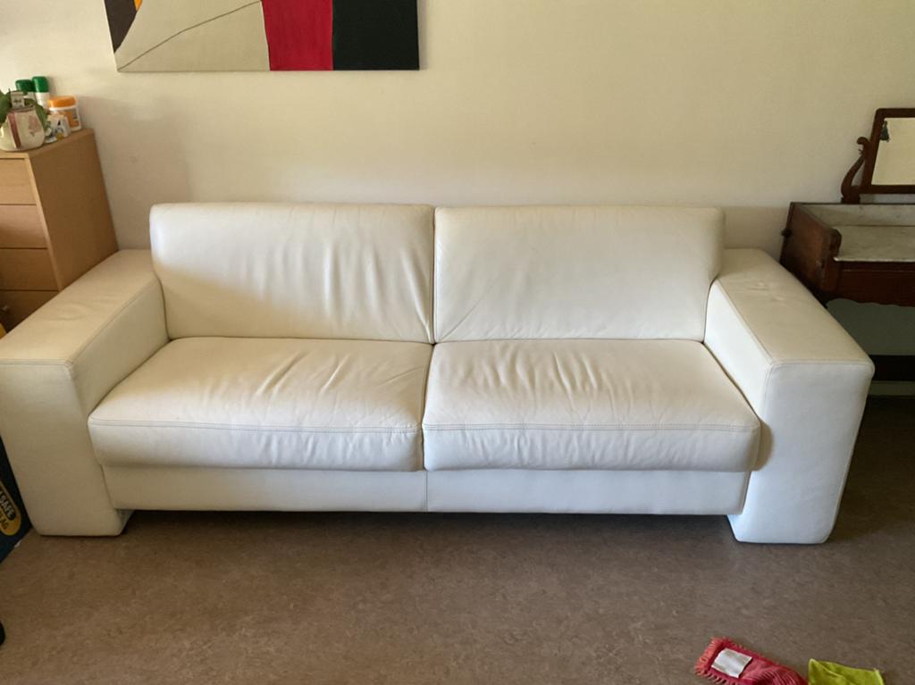 2,5 zits leren bank, Huis en Inrichting, Ophalen, Gebruikt, Minder dan 75 cm, Driepersoons