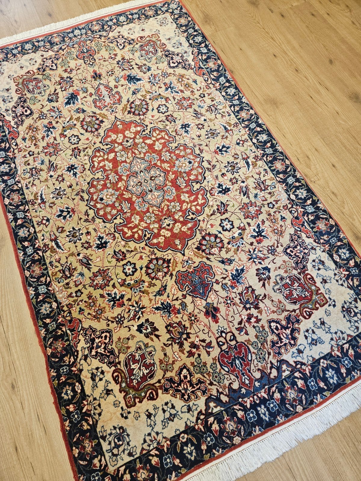 vintage handgeknoopt perzisch tapijt isfahan 175x100, Info@SlatsAntiek.nl, Tweedehands, 100 tot 150 cm, Perzisch