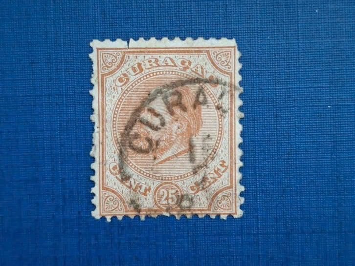 Postzegel Curacao 1873 zegel Kon. Willem III 25 ct 08-07, Ophalen of Verzenden, Gestempeld