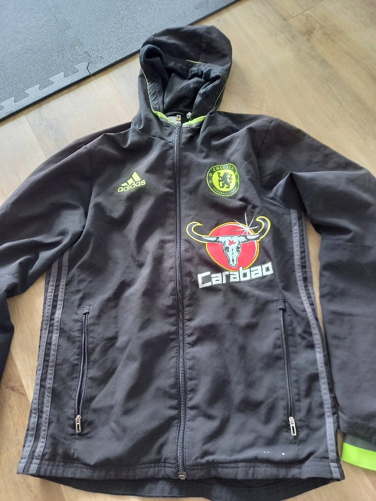 Adidas Chelsea Trainingsjack - Zwart met capuchon, Maat S, Ophalen of Verzenden, Gebruikt, Trainingspak