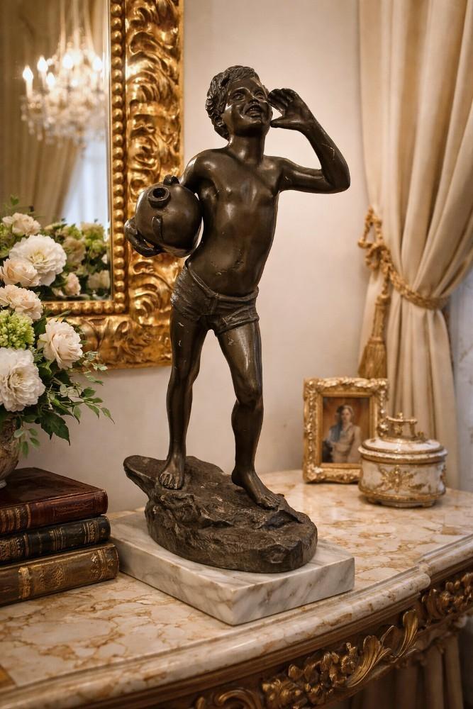 Italiaans beeldje - "Napolitaanse waterdrager", Verzenden, 20 - 50 cm, Beeld, Klassiek