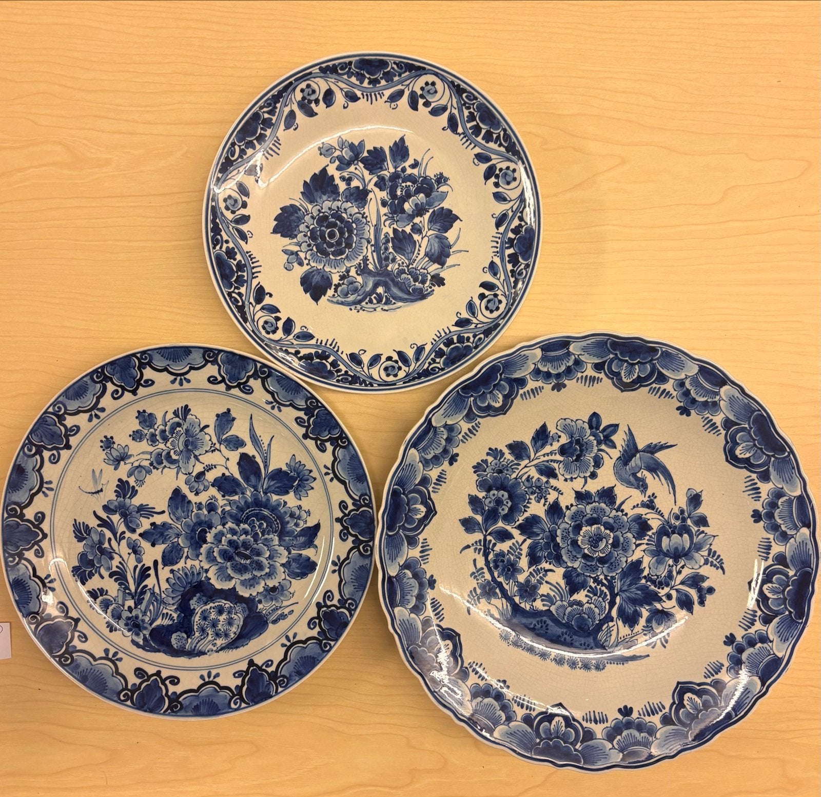 Set van 3 antieke Delfts blauwe wandborden van Royal Delft, Antiek en Kunst, Antiek | Wandborden en Tegels, Ophalen of Verzenden