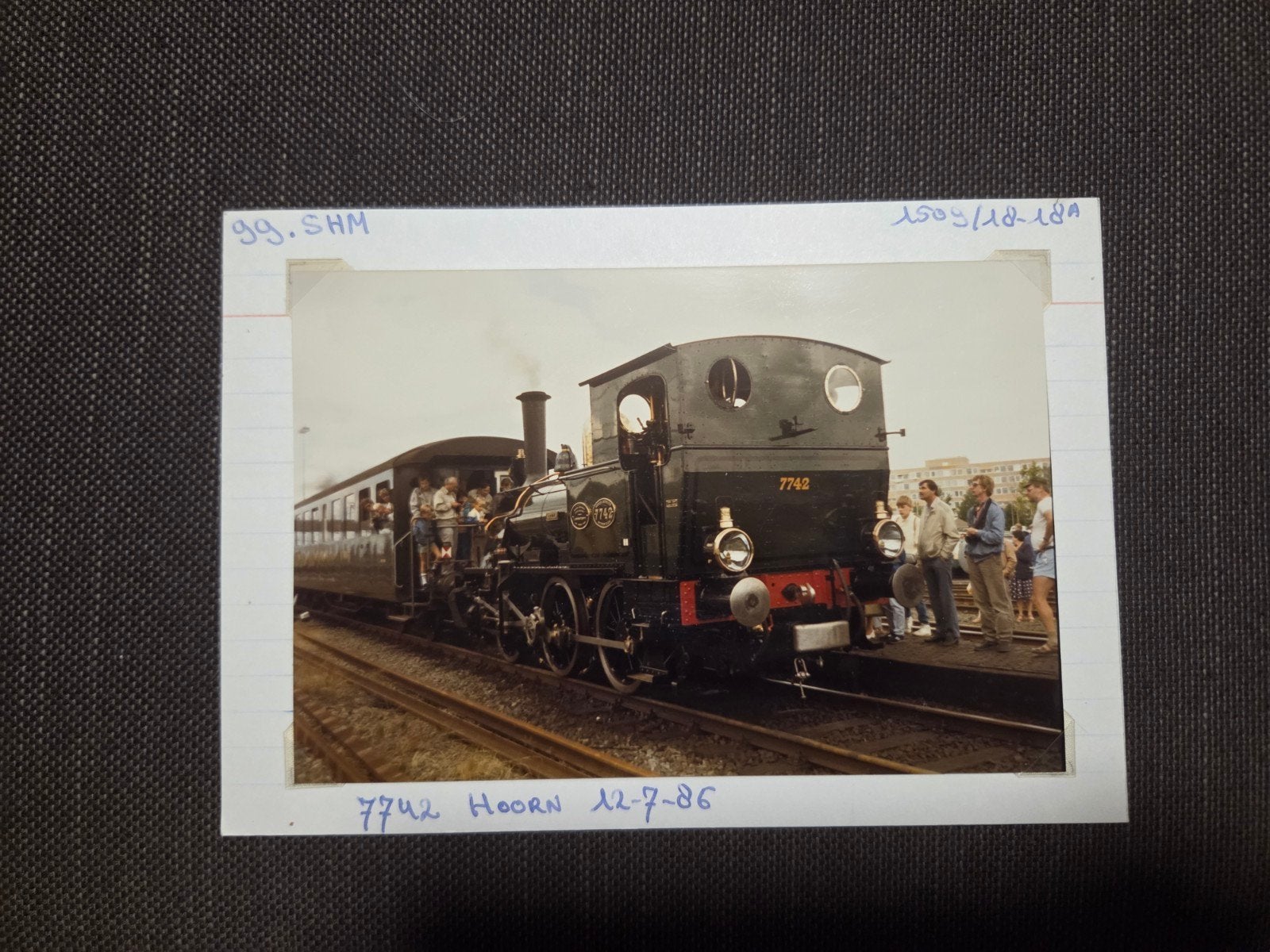 Historische foto stoomtrein 7742 Hoorn 1986, Gebruikt, 1980 tot heden, Foto, Ophalen of Verzenden