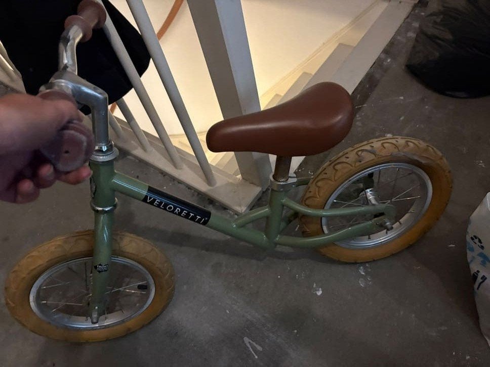 zgan Veloretti loopfiets - Groen met bruin zadel
