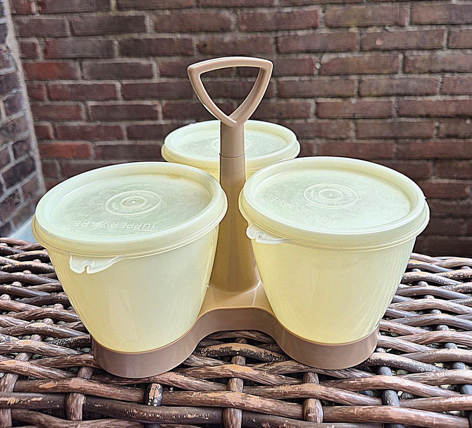 vintage Tupperware trio serveerset, Ophalen of Verzenden, Zo goed als nieuw, Geel, Bak of Kom