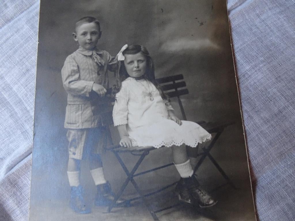 oude franse   beschreven nostalgische foto, Ophalen of Verzenden, Voor 1940, Gebruikt, Kind