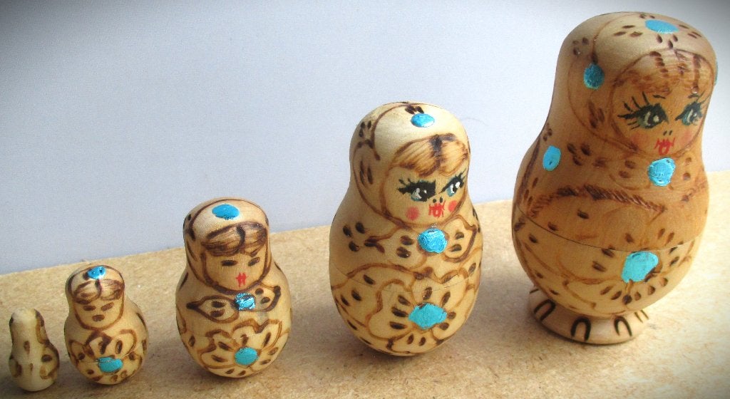Nestpoppen 5 delig~Nest pop~Hout~Russische Matroesjka, Ophalen of Verzenden, Zo goed als nieuw