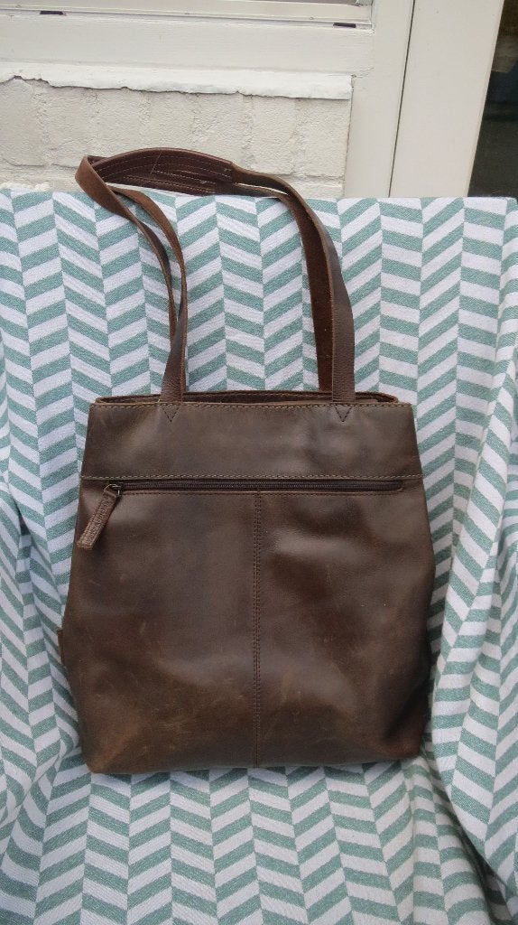 Aunts & Uncles, leren tas, schoudertas, shopper, Sieraden, Tassen en Uiterlijk, Overige merken, Gebruikt, Bruin, Verzenden