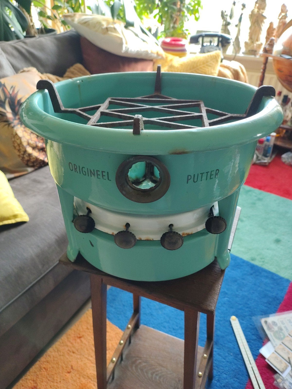 Zeldzaam Vintage Origineel Putter 4-pits Petroleumstel, Ophalen of Verzenden