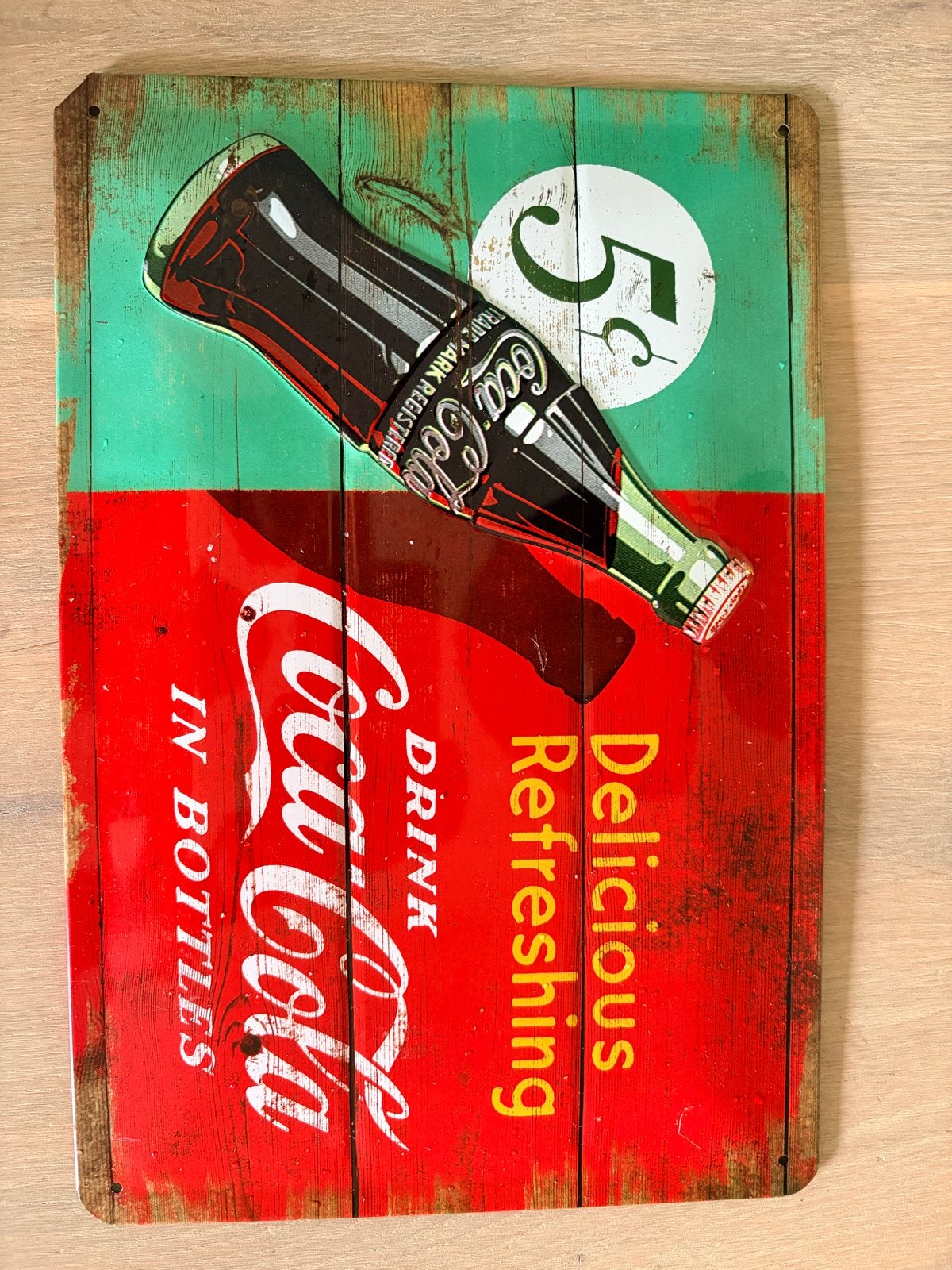 Vintage Coca-Cola en Kellogg's Reclameborden, Ophalen of Verzenden, Gebruikt, Reclamebord
