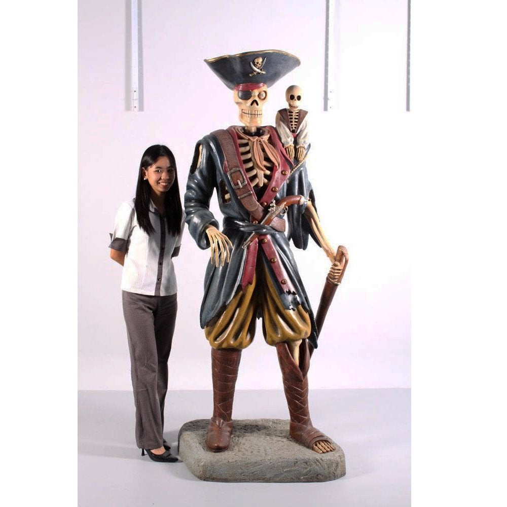 Piraten beeld 198 cm - levensecht piratenbeeld skeleton