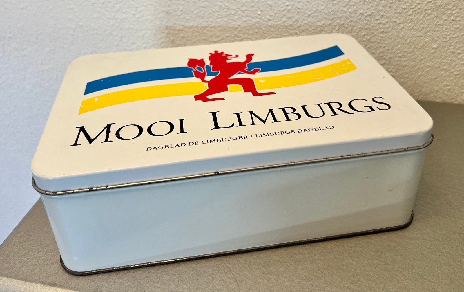 Vintage blikken trommel 'Mooi Limburgs', Verzamelen, Blikken, Ophalen of Verzenden, Gebruikt, Overige, Overige merken