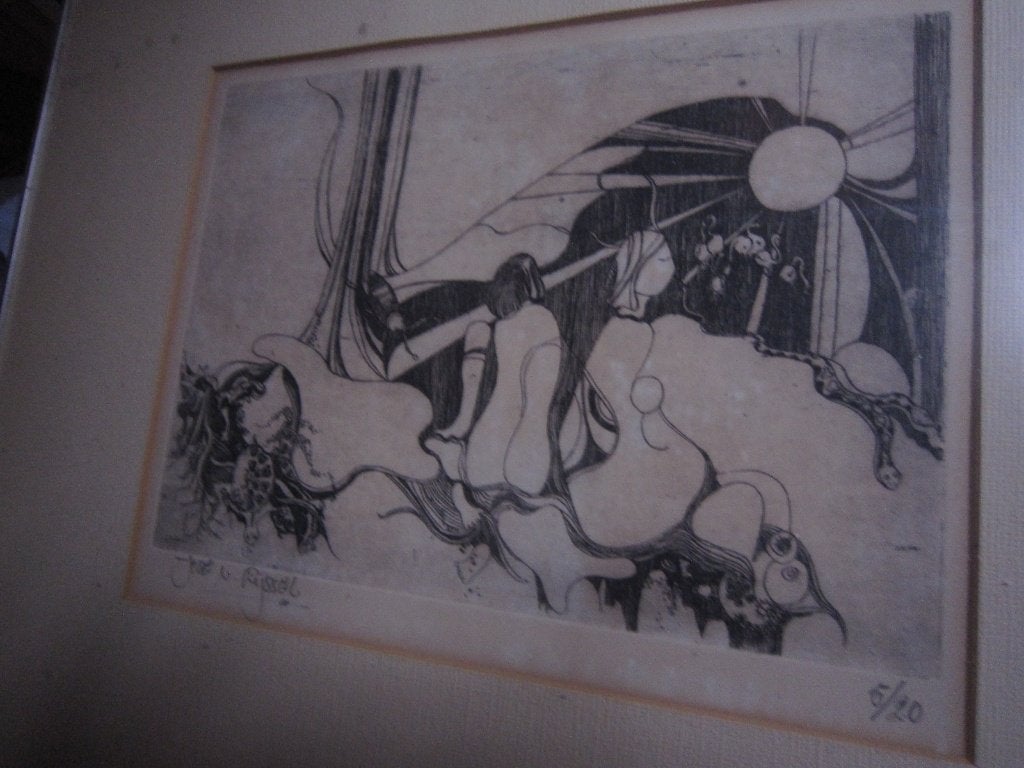 Jose' van LIJSSEL, Absdtracte ets Zonnebadende dames ??, Antiek en Kunst, Ophalen, Ets