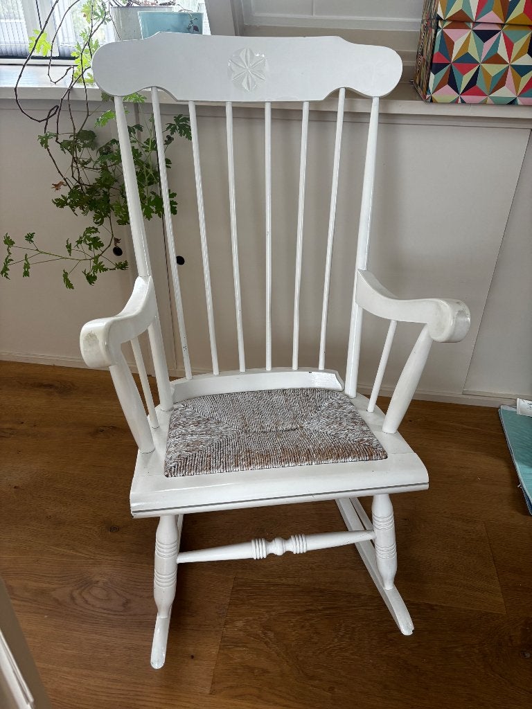 Schommelstoel wit, Huis en Inrichting, Stoelen, Ophalen, Gebruikt, Wit, Hout