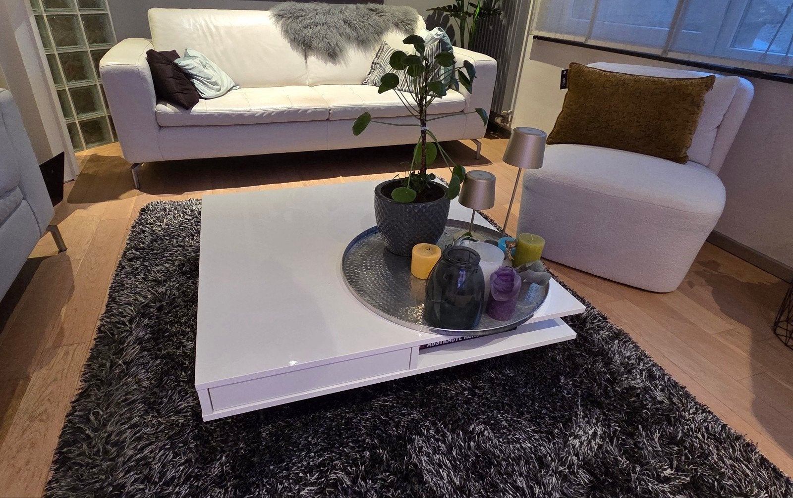 Ikea Tofteryd salontafel hoogglans wit, Huis en Inrichting, Tafels | Salontafels, Ophalen, Zo goed als nieuw, Rechthoekig, 50 tot 100 cm