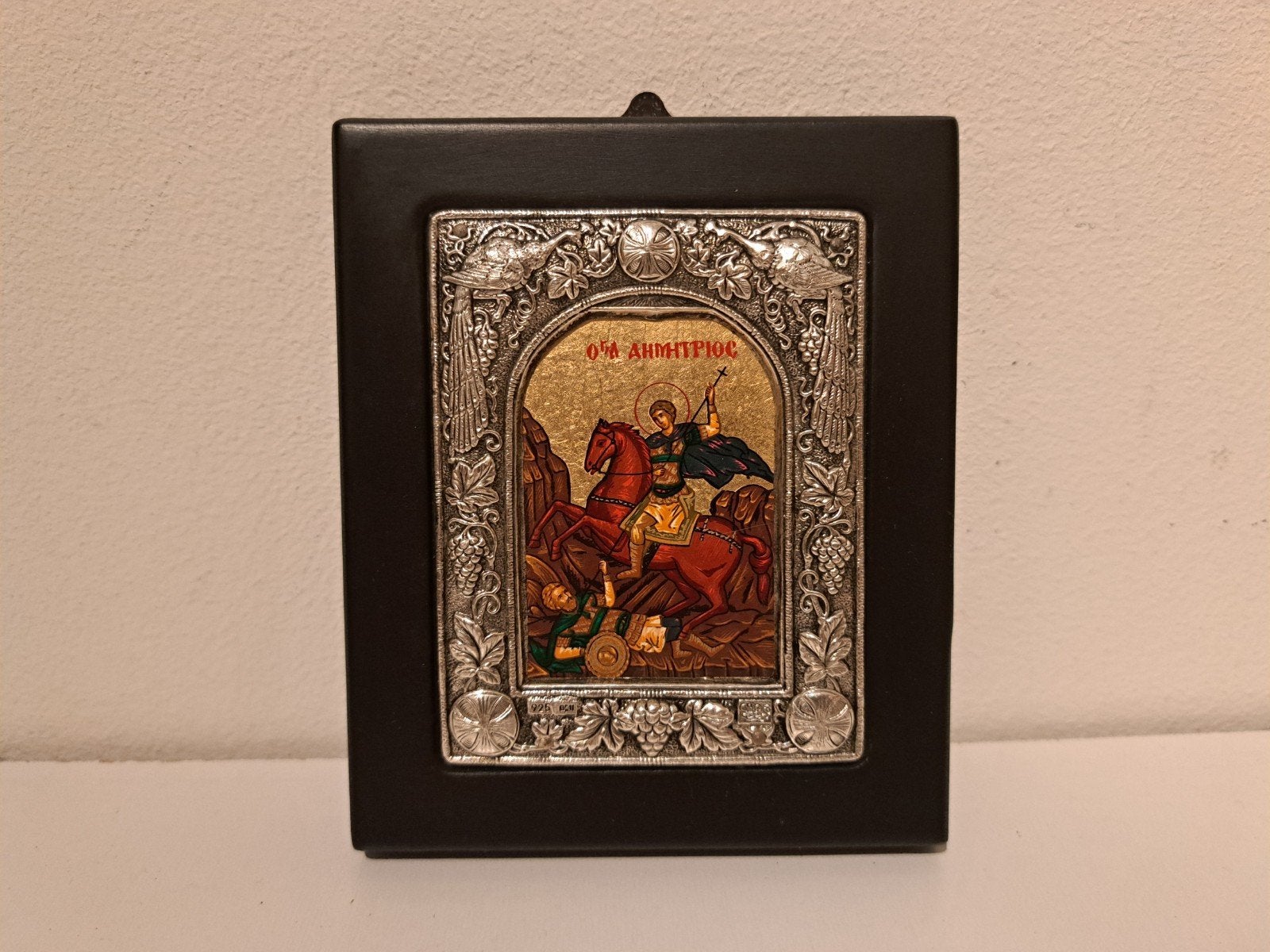 Griekse Byzantijnse Icoon Sint Demetrius – 925 Sterling, Ophalen of Verzenden, Zo goed als nieuw