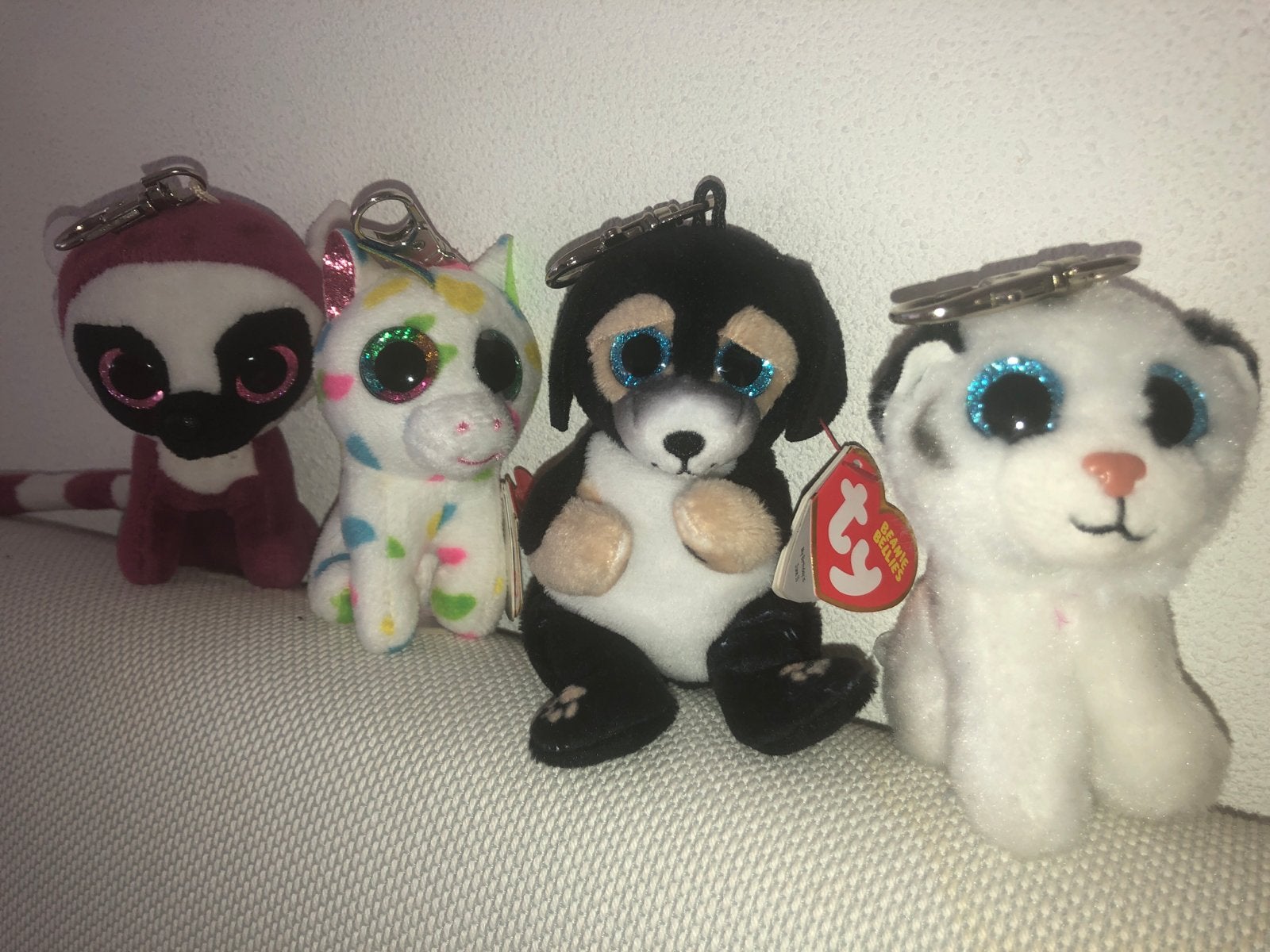 Super schattige Beanie Boo sleutelhangers - 4 stuks, Eenhoorn, Ophalen of Verzenden, Meerkleurig, Klein (minder dan 20 cm)