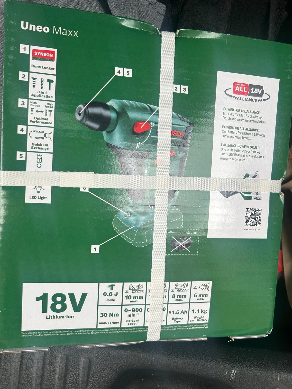 Bosch Uneo Maxx 18V Boorhamer - Nieuw in doos, Doe-het-zelf en Verbouw, Boor- en/of Breekhamer, Nieuw, Ophalen of Verzenden, Minder dan 400 watt