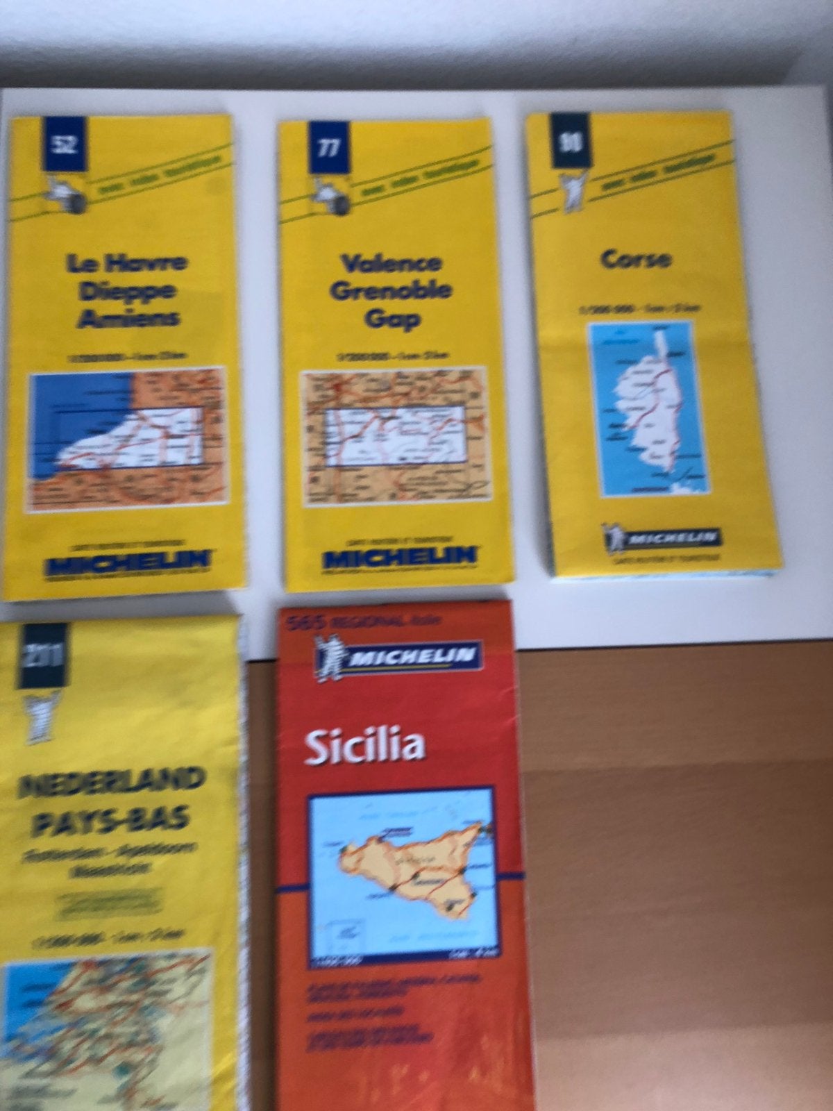 Michelin wegenkaarten nr. 52-77-90-211-565 Ned-Italie-Frankr, Gelezen, Michelin, Landkaart, 1800 tot 2000